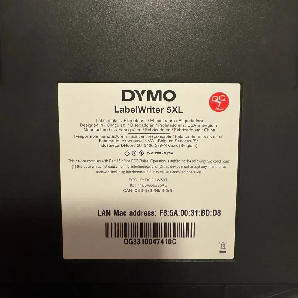 DYMO LabelWriter 5XL DYMO LabelWriter 5XL Label Maker with Power Adapter & Cable